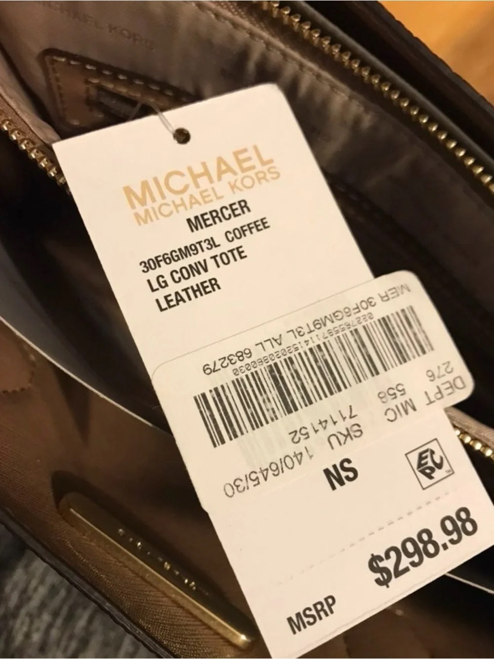 Michael Kors Brown Pebbled Leather Satchel with Gold Hardware
